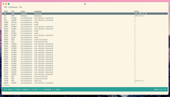 Gatan main list view